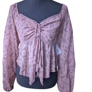 Lace Y2K Babydoll Top in Size Medium Whimsygoth Romantic Dark Academia 2000s NWT